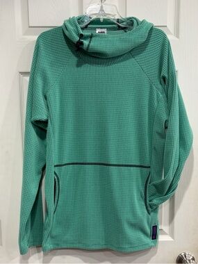 Melanzana Men’s Medium Micro Grid Hoodie Teal Jacket EUC Microgrid Hoody